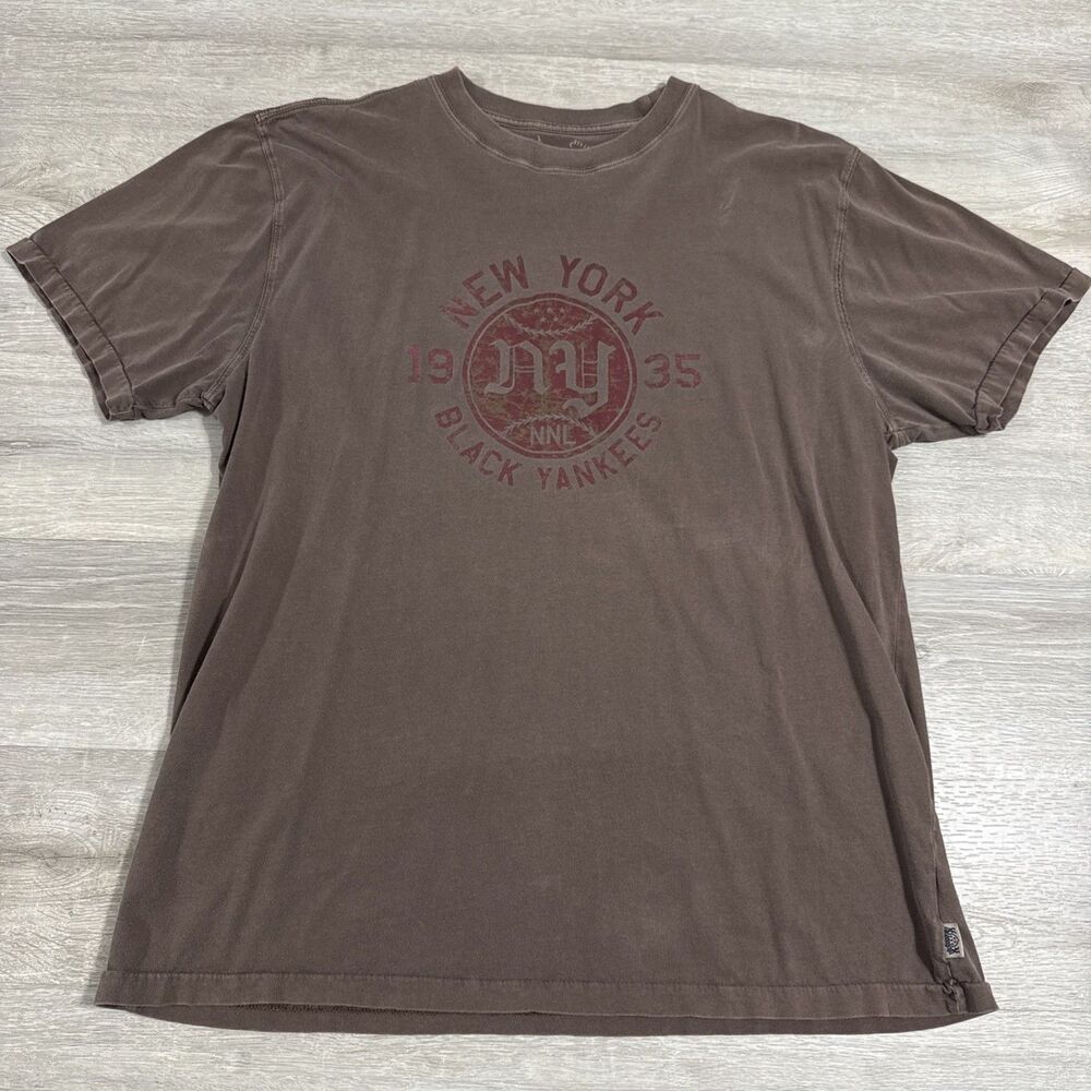 New York Black Yankees Shirt 1935 NNL Men's Brown XL Vintage Wash Cotton Tee